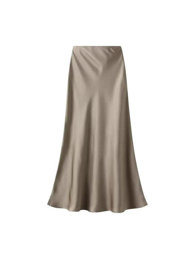 High Waist Satin Ankle Length Long Skirt