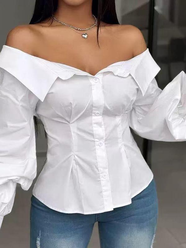Off Shoulder Ruffle Sleeve Shirt Top