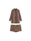 Animal Print Long Vest Blazer & Skorts Coord Set