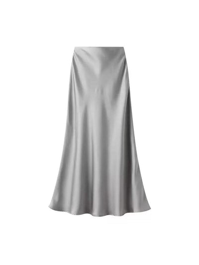 High Waist Satin Ankle Length Long Skirt