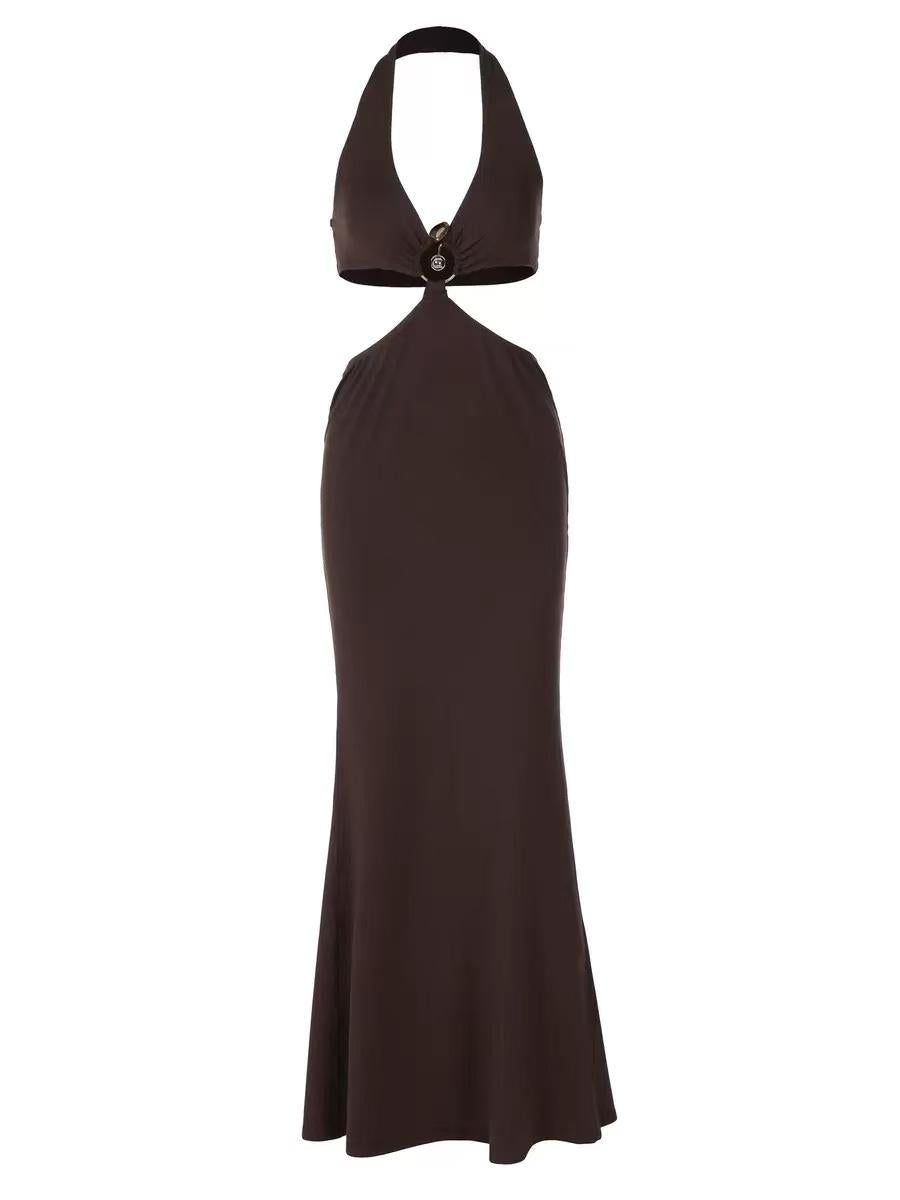 Hhalter Ring‑Detail Cut‑Out Maxi Dress