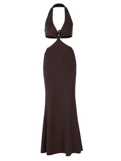 Hhalter Ring‑Detail Cut‑Out Maxi Dress