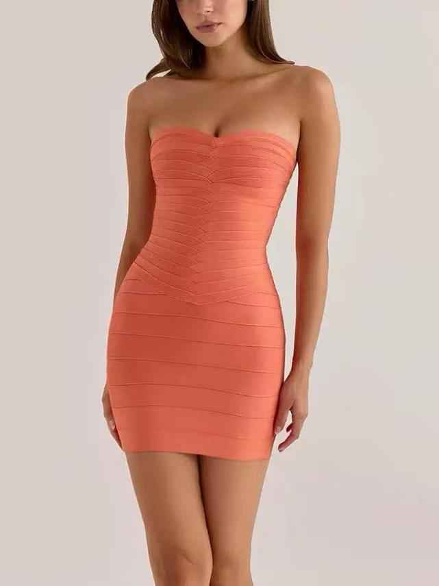 Selena Strapless Chevron Bandage Mini Dress