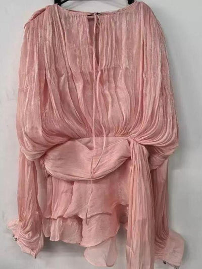 Lyla Bell Sleeve Ruffle Tail Dress with Shorts Coord Set