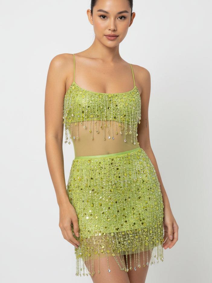 Starlight Fringe Sequin Co‑Ord Set