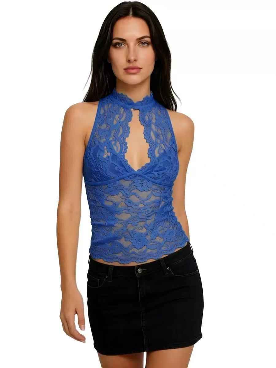 Midnight Muse Lace Halter Top