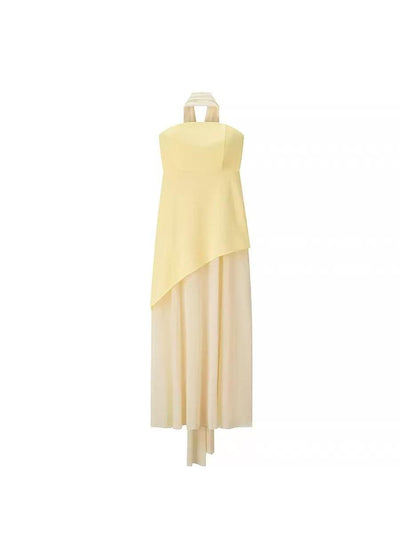 Sofia High Slit Asymmetric Tube Maxi Dress with Scarf