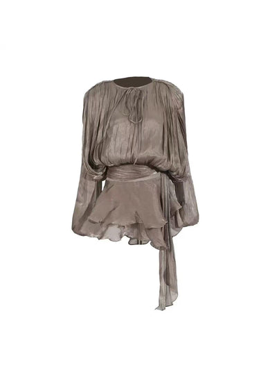 Lyla Bell Sleeve Ruffle Tail Dress with Shorts Coord Set