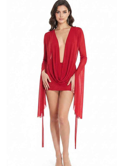 Sun‑Drape Sheer Mesh Cover‑Up Dress