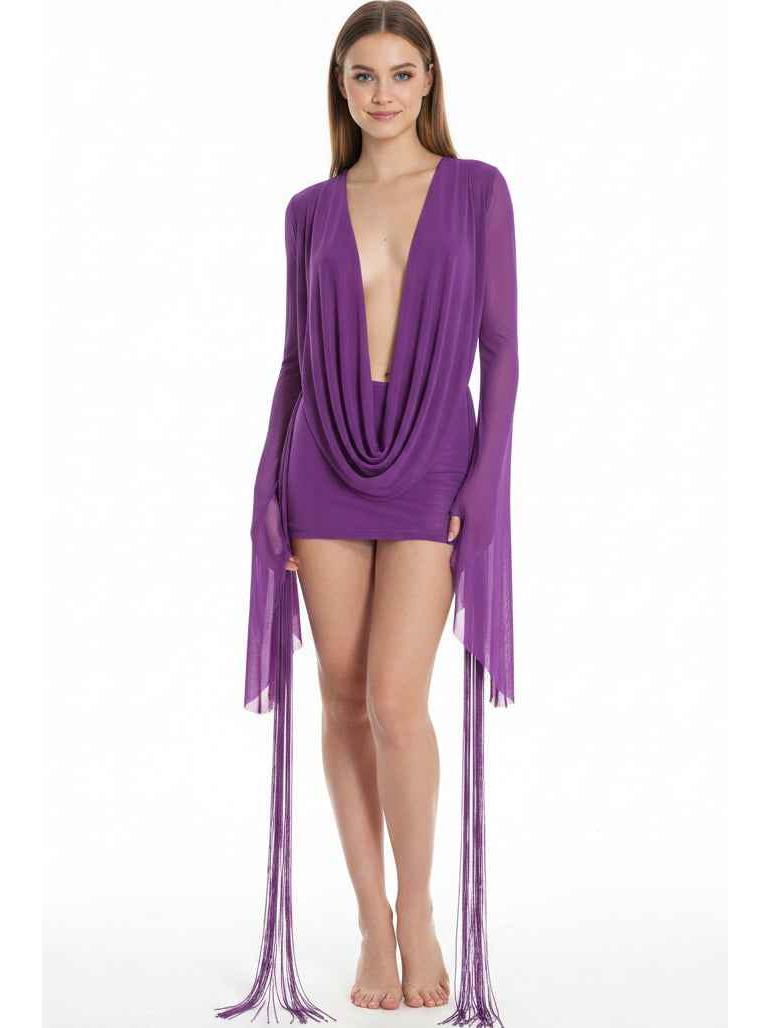 Sun‑Drape Sheer Mesh Cover‑Up Dress