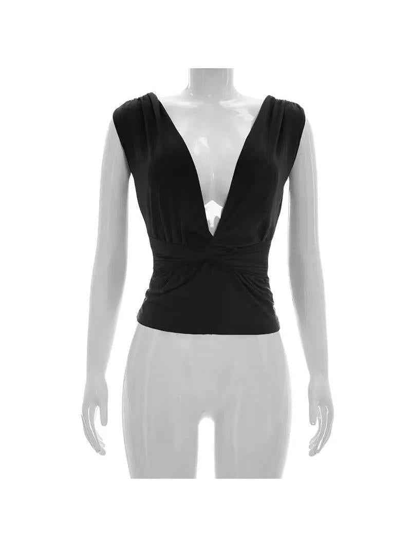 Twist Front Deep V Crop Top