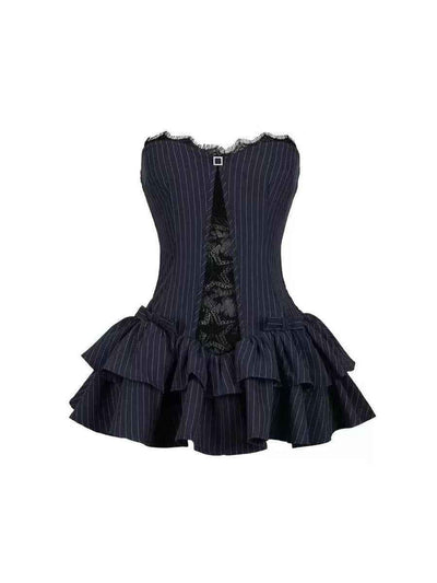Raven Corset Ruffle Dress