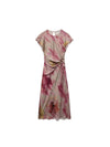 Tie Dye Print Wrap Ruched Maxi Dress