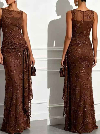 Seraphina Draped Lace Maxi Dress
