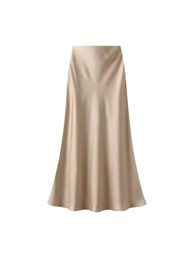High Waist Satin Ankle Length Long Skirt