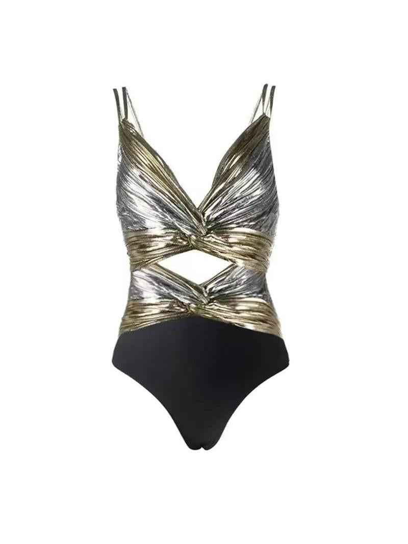 Zaria Metallic Cutout Twist Monokini