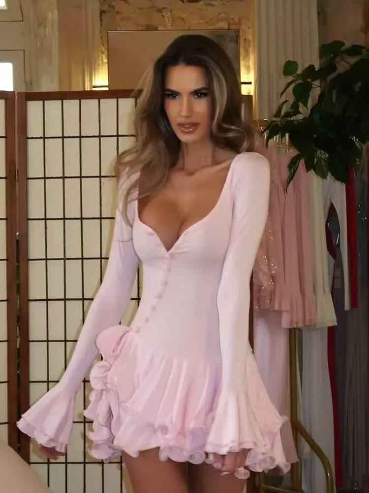 Serene Ruffle Flare Mini Dress