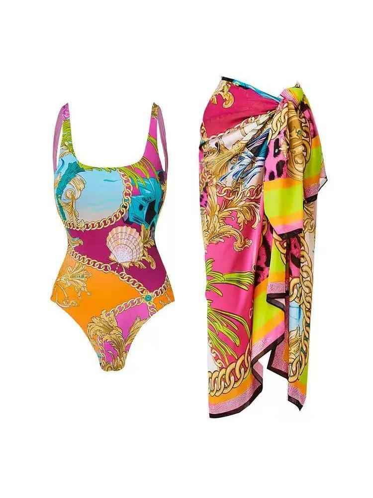 Sorrento Baroque Print Monokini & Sarong Set
