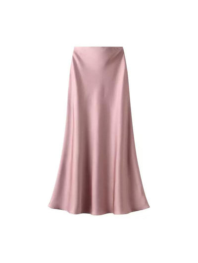 High Waist Satin Ankle Length Long Skirt