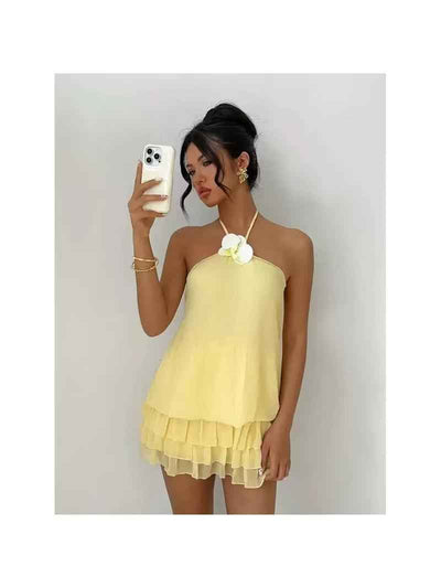 Amalfi Flower Halter Mini Dress