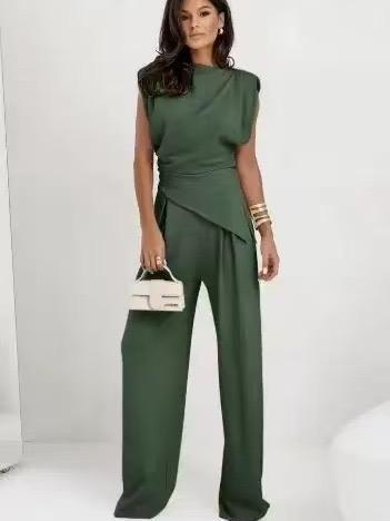 Asymmetric Top & Tailored Pants Coord Set