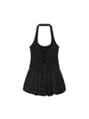 Halterneck Bow Applique Balloon Short Dress