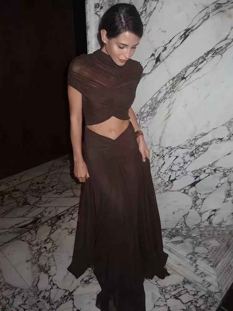 Twisted Cutout High-Neck Maxi Dress