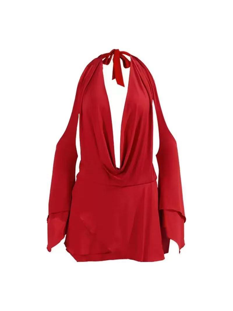 Halterneck Deep Neck Short Backless Dress