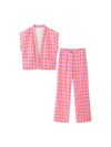 Gingham Print Jacket & Pant Coord Set