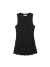 Pleated A-line Short Dress With Belt