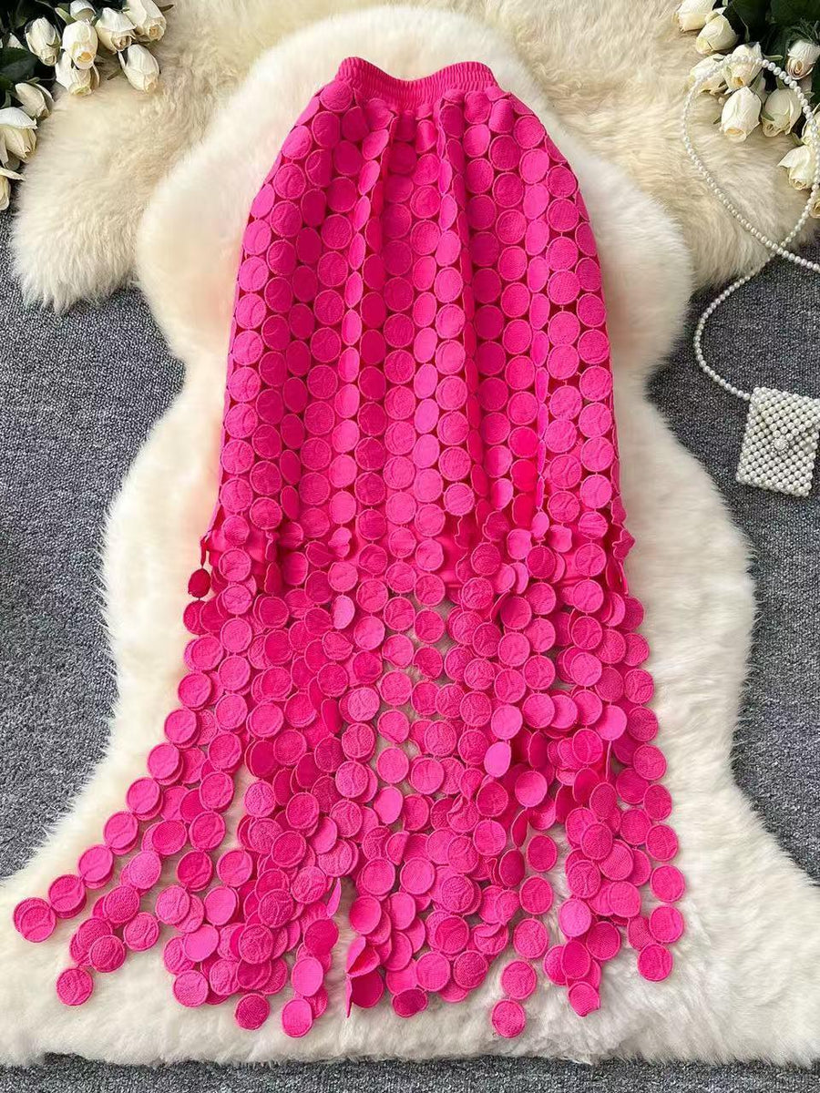 Laser Cut Coin Skirt With Tassels