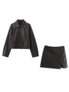 PU Leather Jacket & Skorts Coord Set