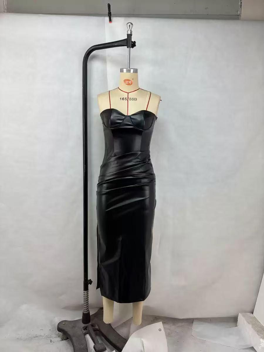 leather hobble corset dress Strapless Faux Leather Corset Dress 46827
