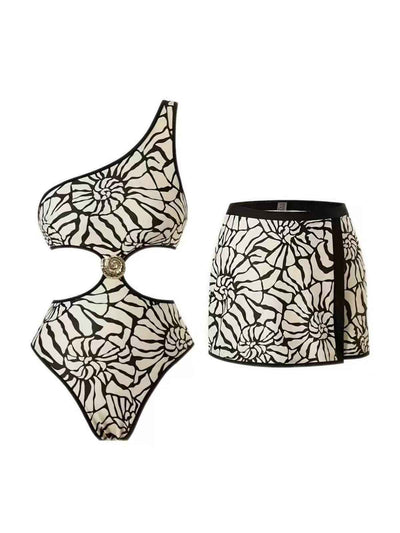 Monochrome Mirage Cutout Swimsuit Set
