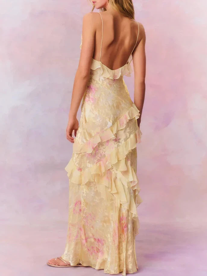 Lora Spaghetti Strap Ruffle Maxi Dress Lora Spaghetti Strap Ruffle Maxi Dress