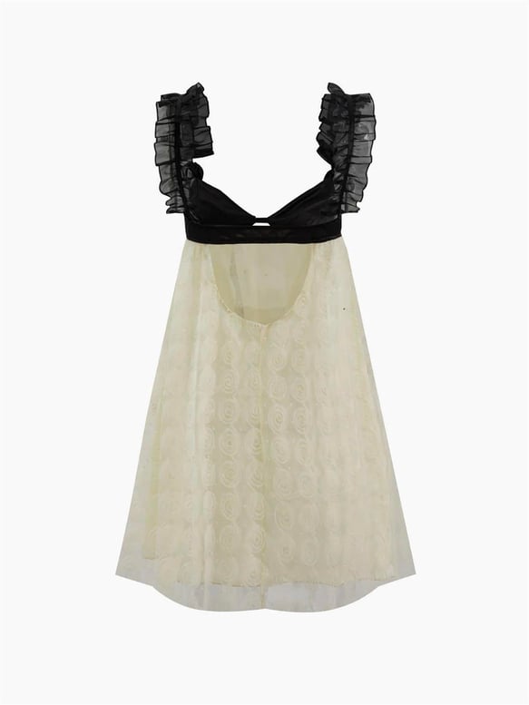 Rebecca Backless Applique Tied Short Dress