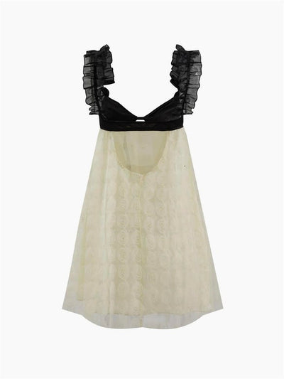 Rebecca Backless Applique Tied Short Dress