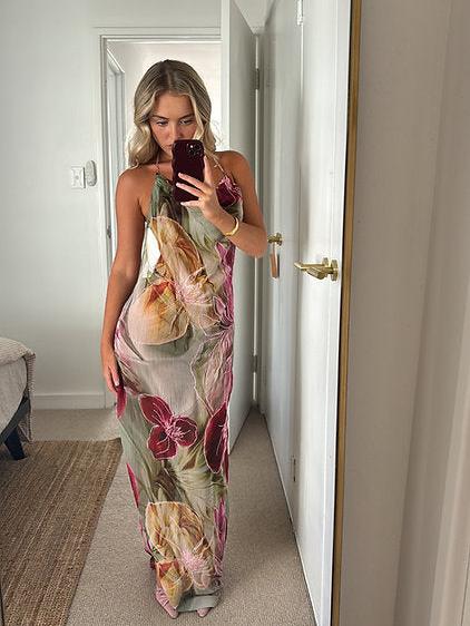 Breezy Floral Chiffon Maxi Dress