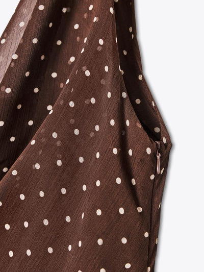 Polka Dot Draped Asymmetric Maxi Dress