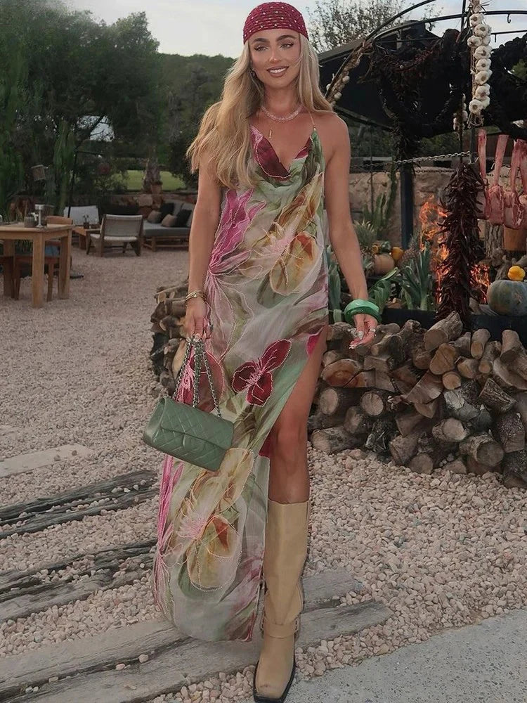 Breezy Floral Chiffon Maxi Dress