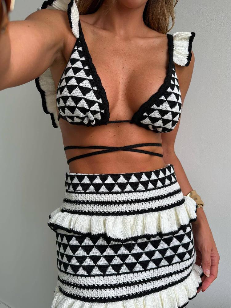 Kohsa Ruffle Bikini Top & Skirt Coord Set