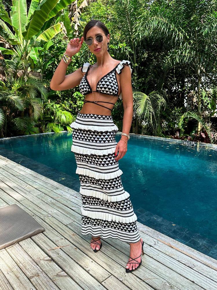 Kohsa Ruffle Bikini Top & Skirt Coord Set