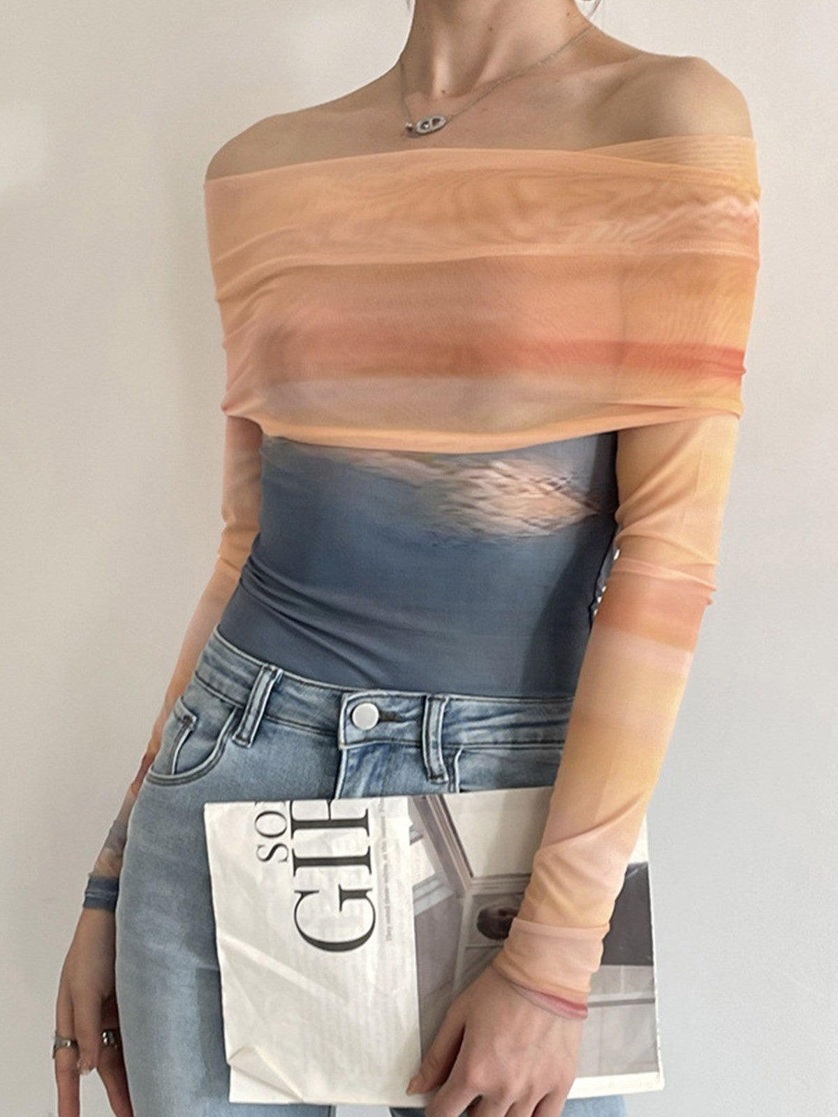 Tie-dye Off Shoulder Top