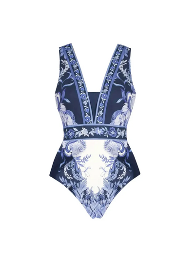 Botanical Border V-Neck 3 piece swimsuit