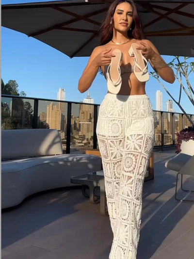 Mandala Crochet Jacket Pants Coord Set