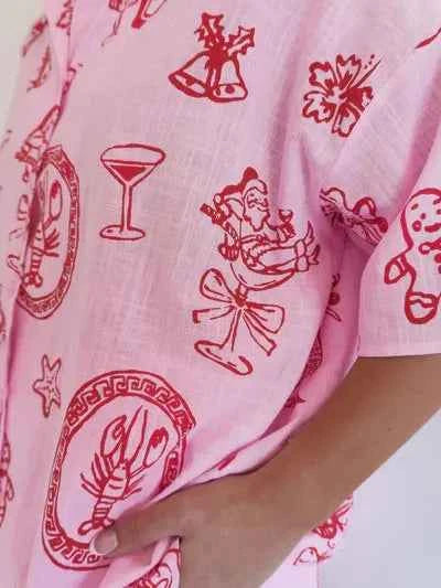 Mermaid Motif Relaxed Shirt & Shorts Set
