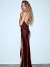 Velvet Spaghetti Strap Ruched Maxi Dress