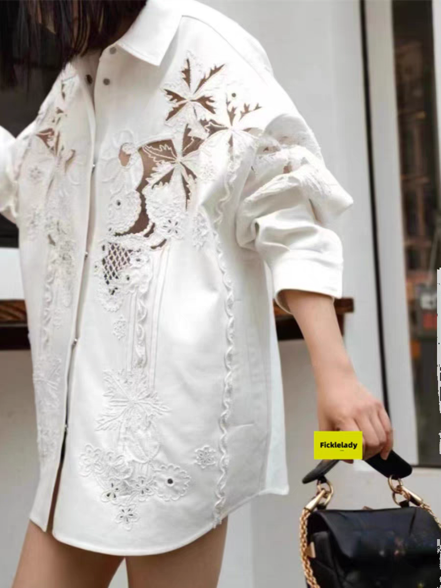 Oversized Fit Embroidered Beads Shirt