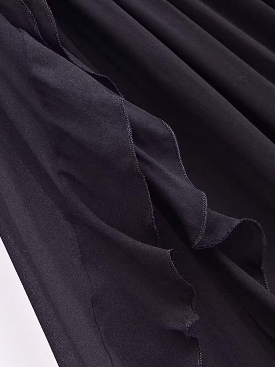 Black Bandeau Tube Frill Dress