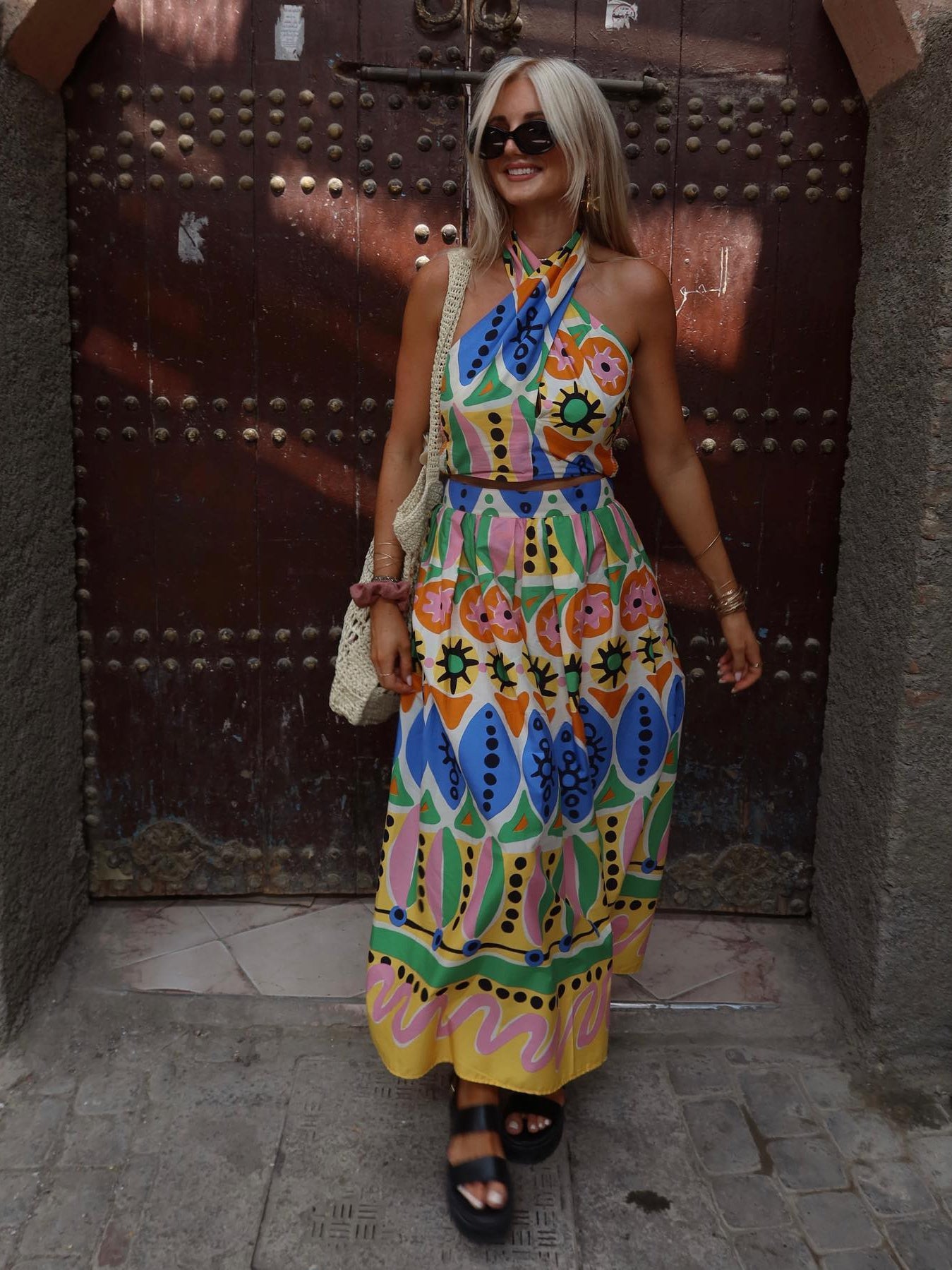 Halter neck Crop Top & Skirt Coord Set